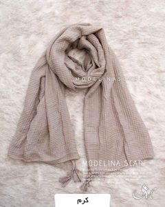 شال پلیسه مربعی کرم