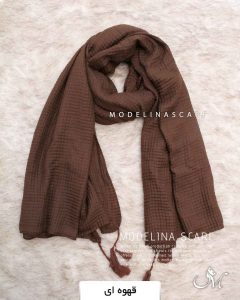 شال پلیسه مربعی قهوه ای