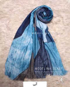 شال کشمیر لمه دار آبی