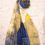 شال کشمیر لمه دار زرد