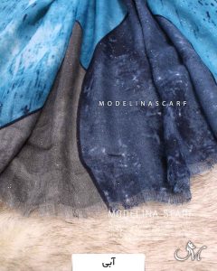 خرید شال کشمیر لمه دار آبی