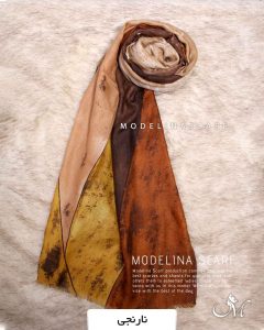 شال کشمیر لمه دار نارنجی