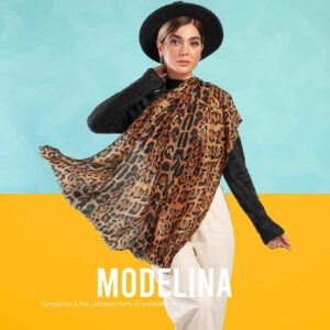 شال نخی کشمیر  پلنگی طلاکوب مدلینا 1151