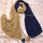 شال پلیسه 2لایه سرمه ای-خردلی