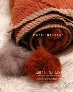 خرید شال پلیسه 2لایه نسکافه ای-نارنجی