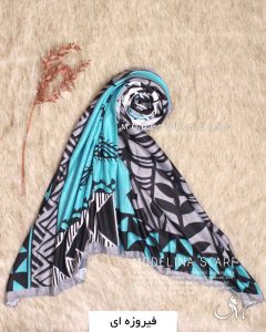 روسری موهر کجراه فیروزه ای