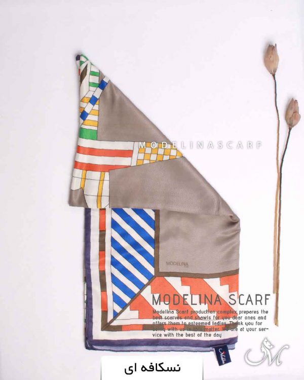 خرید روسری نخی پاییزه مدلینا نسکافه ای