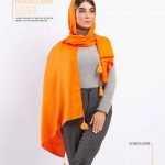 خرید 1193 شال نخی منگوله دار مدلینا نارنجی