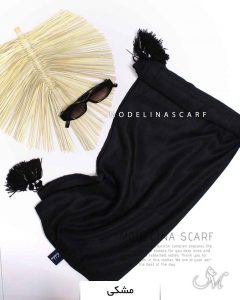 1193 شال نخی منگوله دار مدلینا مشکی
