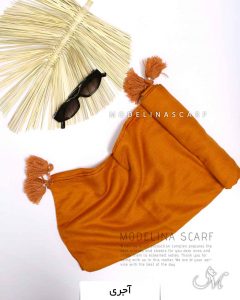 1193 شال نخی منگوله دار مدلینا آجری