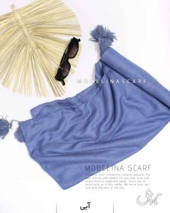 1193 شال نخی منگوله دار مدلینا آبی