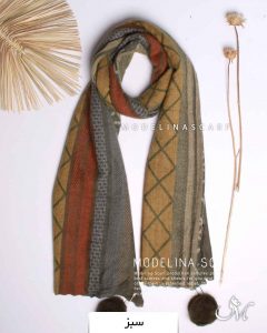 شال موهر پم پم دار سبز