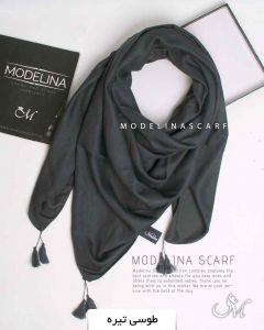 روسری نخی پاییزه طوسی تیره