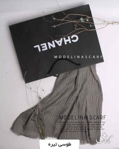 شال پلیسه نخی طوسی تیره