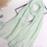 شال پلیسه نخی وارداتی سبز روشن