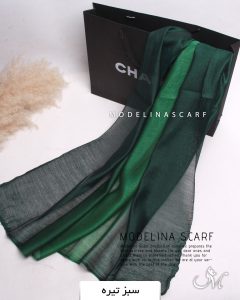 شال حریر ابریشم سبز تیره