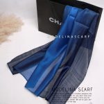 شال حریر ابریشم آبی کاربنی