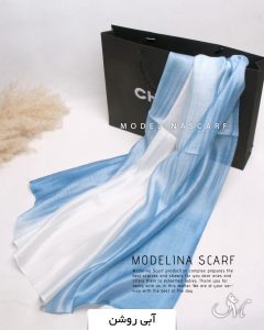 شال حریر ابریشم آبی روشن