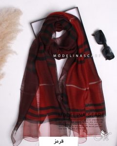 شال حریر ابریشم وارداتی مدلینا قرمز