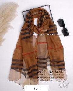 شال حریر ابریشم وارداتی مدلینا کرم