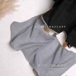 شال نخی سکه ای مشکی-طوسی