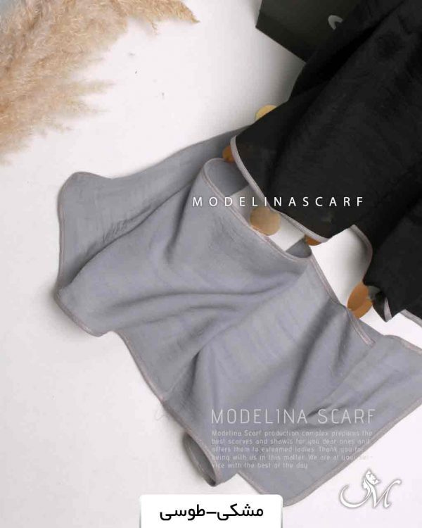 شال نخی سکه ای مشکی-طوسی