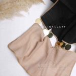 شال نخی سکه ای مشکی-کرم