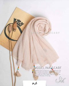 شال پلیسه چهارخونه کرم