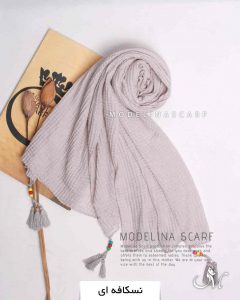 شال پلیسه چهارخونه نسکافه ای