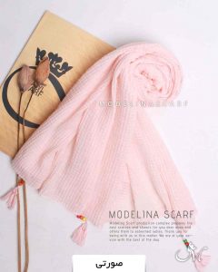 شال پلیسه چهارخونه صورتی