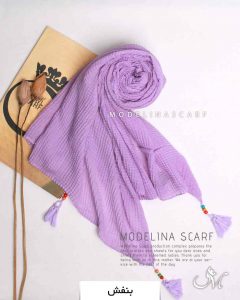 شال پلیسه چهارخونه بنفش