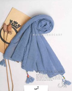 شال پلیسه چهارخونه آبی