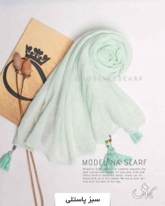 شال پلیسه چهارخونه سبز پاستیلی