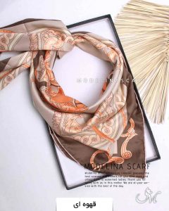 روسری ابریشم اصل قهوه ای