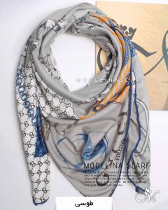 روسری نخی طرح گوچی طوسی