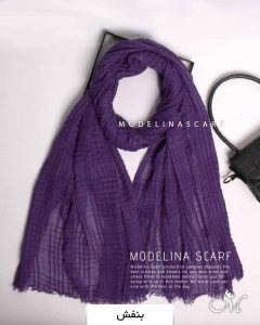 شال پلیسه مربعی بهاره بنفش