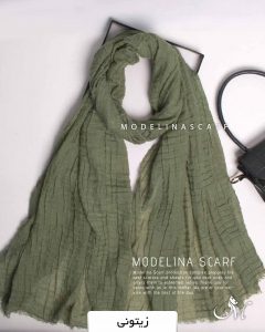 شال پلیسه مربعی بهاره زیتونی