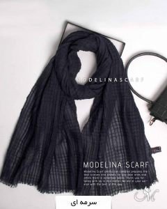 شال پلیسه مربعی بهاره سرمه ای