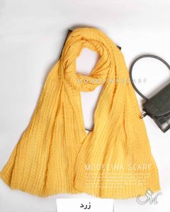 شال پلیسه مربعی بهاره زرد