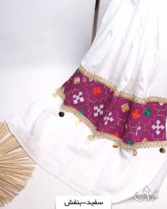 شال اسلپ هندی سفید-بنفش