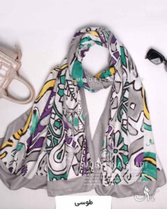 شال نخی بهاره طرح پیکاسو طوسی