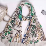 شال نخی بهاره طرح پیکاسو سبز
