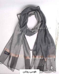 شال ابریشم(وارداتی) مدلینا1318 طوسی روشن