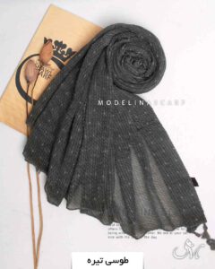 شال پلیسه دونه برفی طوسی تیره