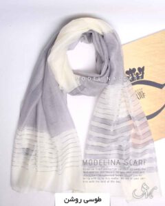 شال ابریشم وارداتی طوسی روشن