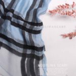 شال نخی طرح باربری (وارداتی) آبی