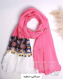 شال نخی هندی(وارداتی)1355 سرخابی-سفید