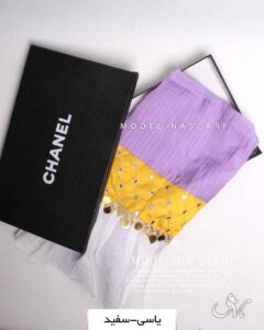 شال نخی هندی(وارداتی) یاسی-سفید