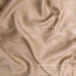 شال ژاکاردابریشم طرح فندی کاراملی