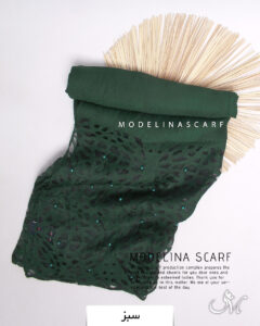 شال نخ ابریشم مرواریدی سبز